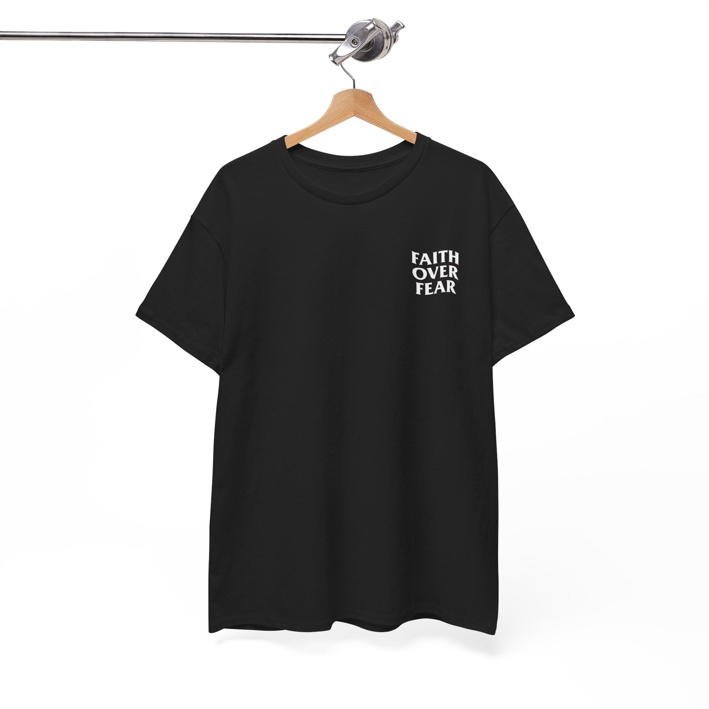 Faith Over Fear Graphic T-Shirt - Christian Apparel with Joshua 1:9 Bible Verse, Inspirational Religious Shirt for Men & Women