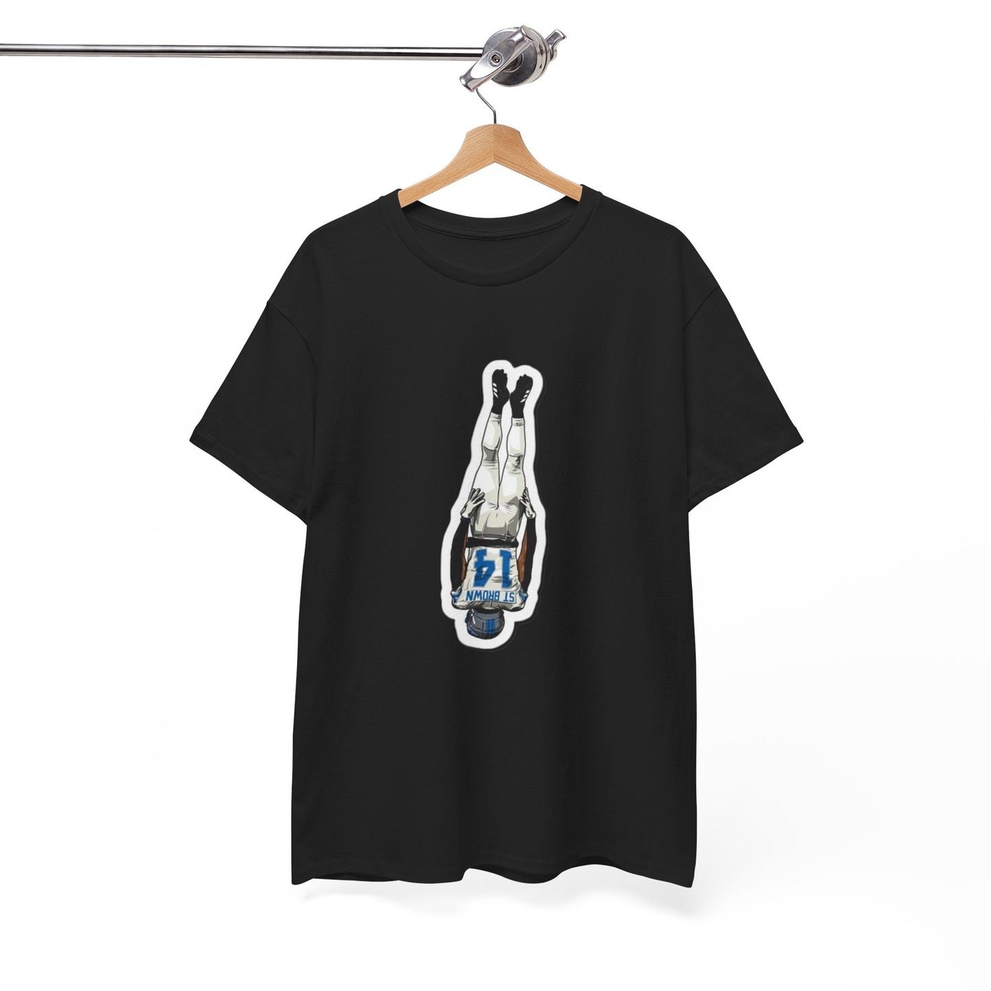 Close-up of Detroit Lions colors on the Amon-Ra St. Brown shirt print