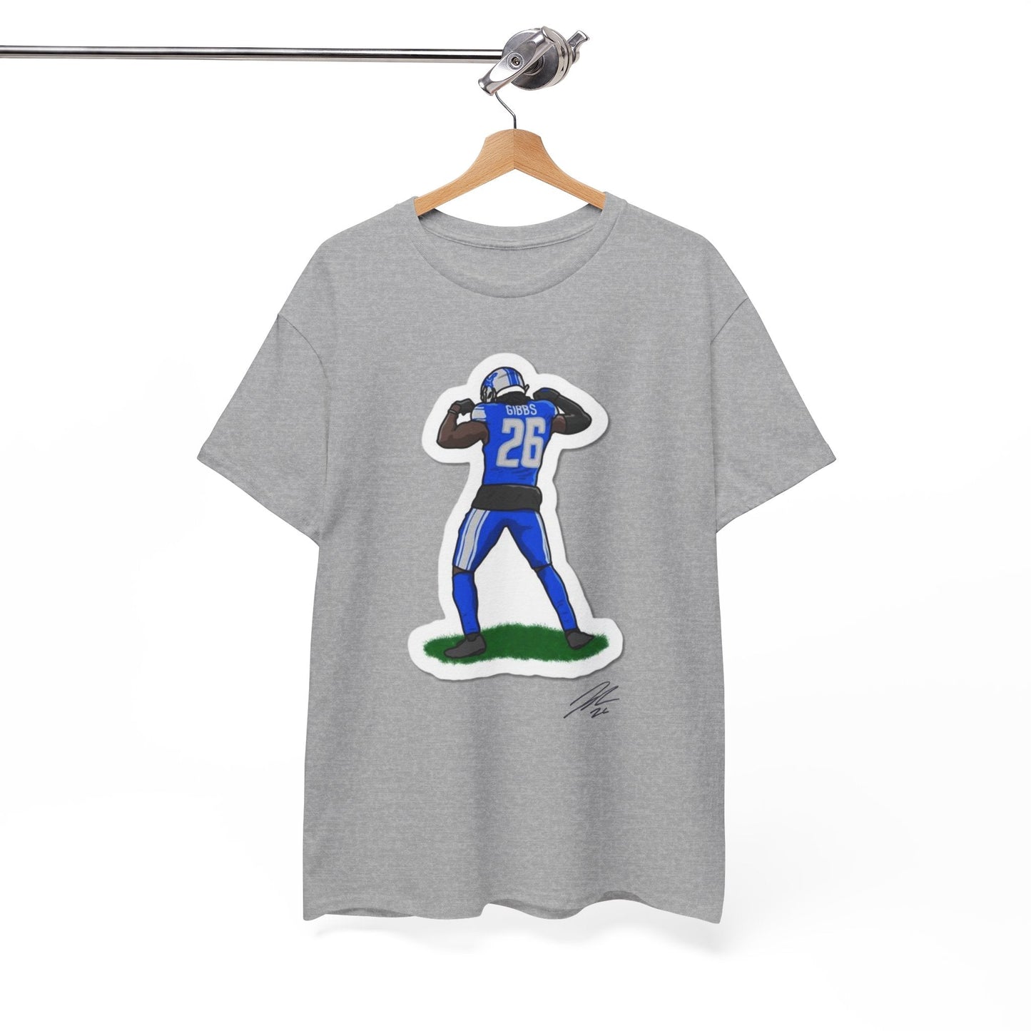 NFL fan favorite Jahmyr Gibbs shirt in Detroit Lions blue and silver