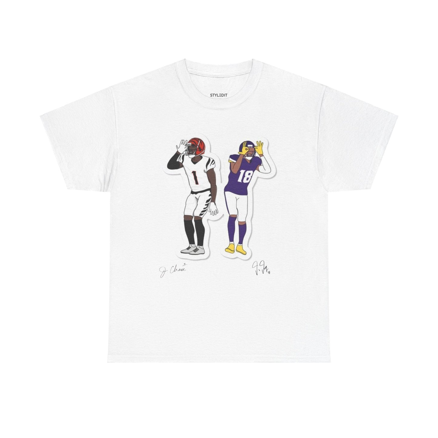 Chase x Jefferson Cartoon Graphic Tee - NFL Football Fan Apparel