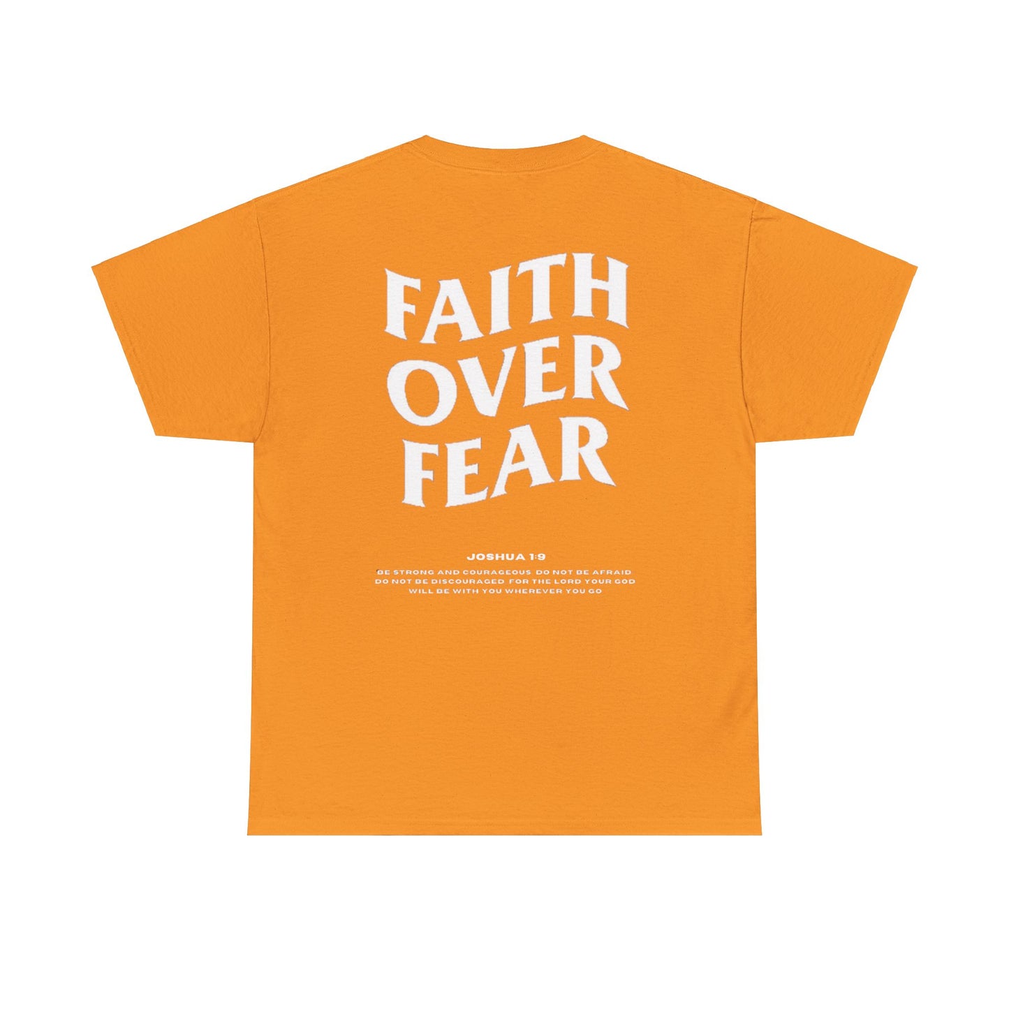 Faith Over Fear Graphic T-Shirt - Christian Apparel with Joshua 1:9 Bible Verse, Inspirational Religious Shirt for Men & Women