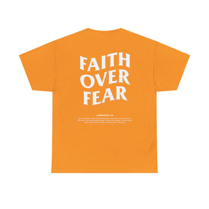 Faith Over Fear Graphic T-Shirt - Christian Apparel with Joshua 1:9 Bible Verse, Inspirational Religious Shirt for Men & Women