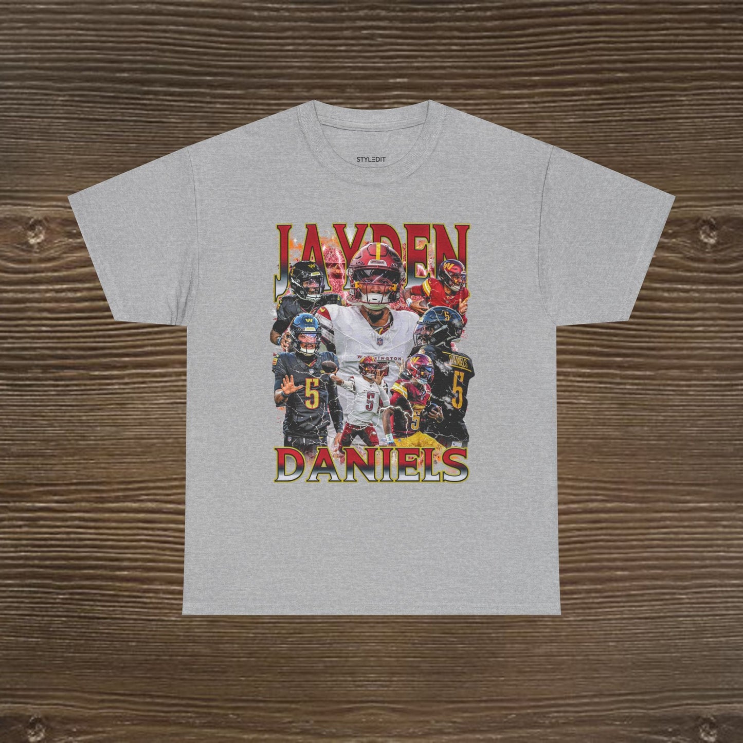 Stand out on game day with this exclusive Jayden Daniels shirt