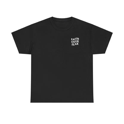 Faith Over Fear Graphic T-Shirt - Christian Apparel with Joshua 1:9 Bible Verse, Inspirational Religious Shirt for Men & Women
