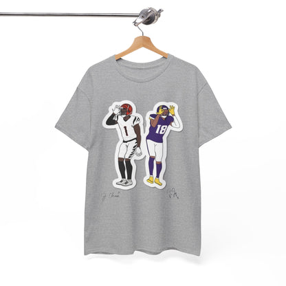 Chase x Jefferson Cartoon Graphic Tee - NFL Football Fan Apparel